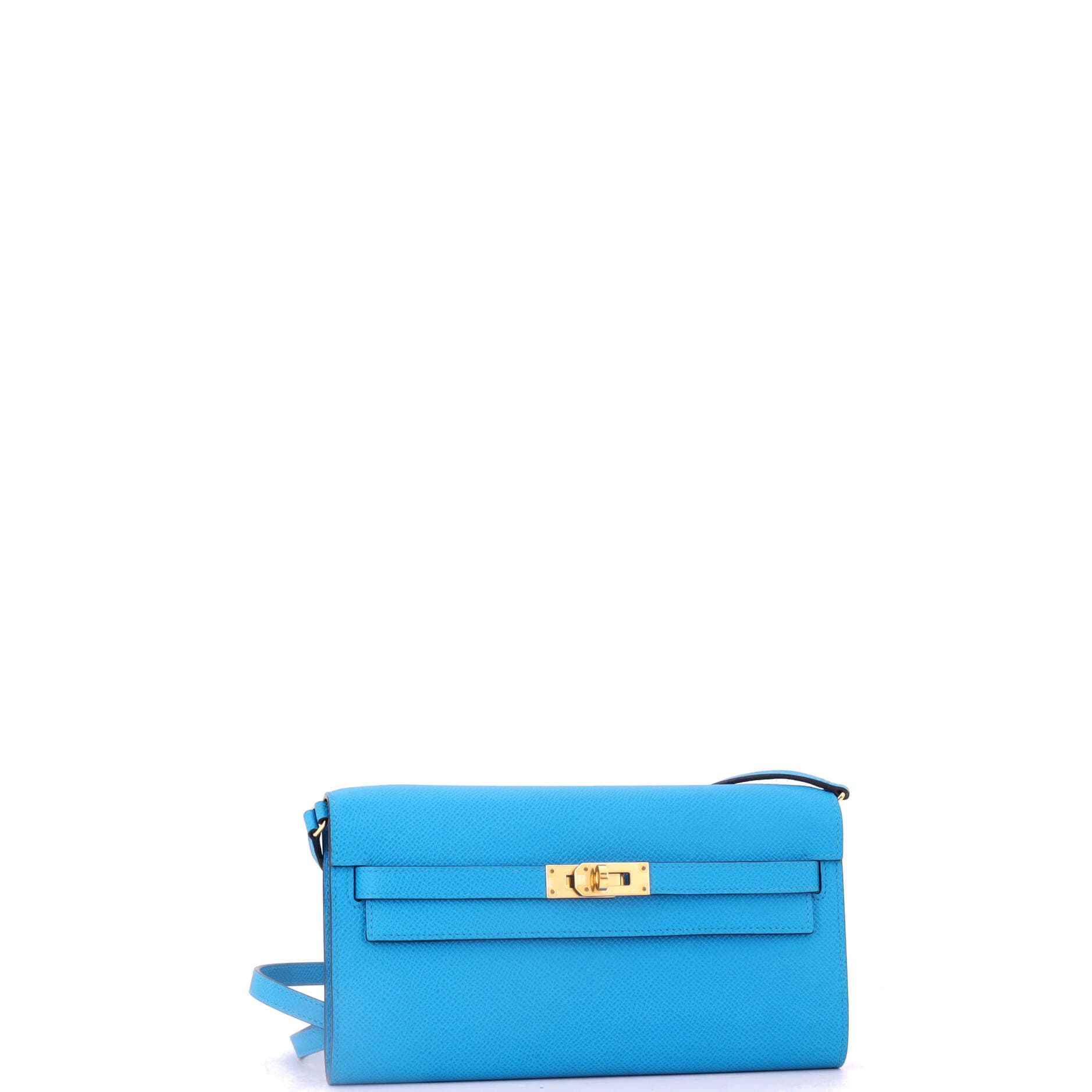 Pre-Owned Hermes Kelly To Go Wallet Verso Epsom, Alternate, color, Verso - Bleu Frida/Rouge H