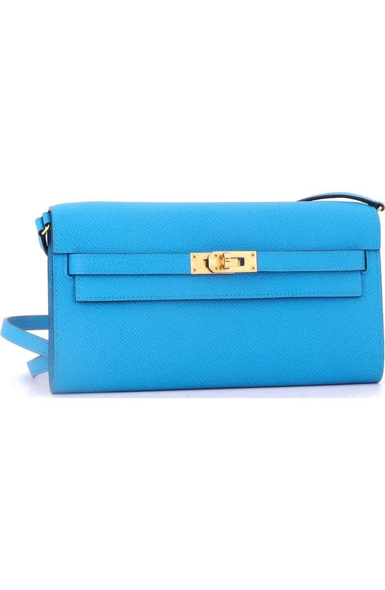 Pre-Owned Hermes Kelly To Go Wallet Verso Epsom, Alternate, color, Verso - Bleu Frida/Rouge H