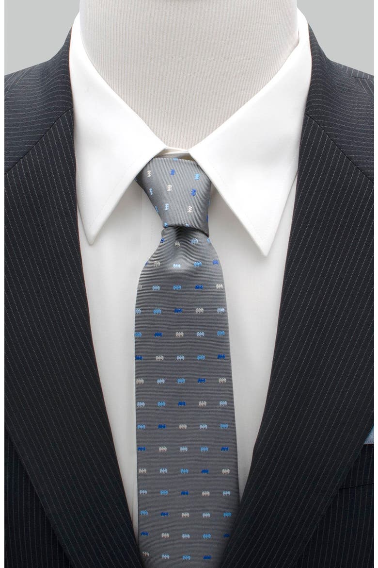 Batman Icon Silk Tie, Alternate, color, GREY