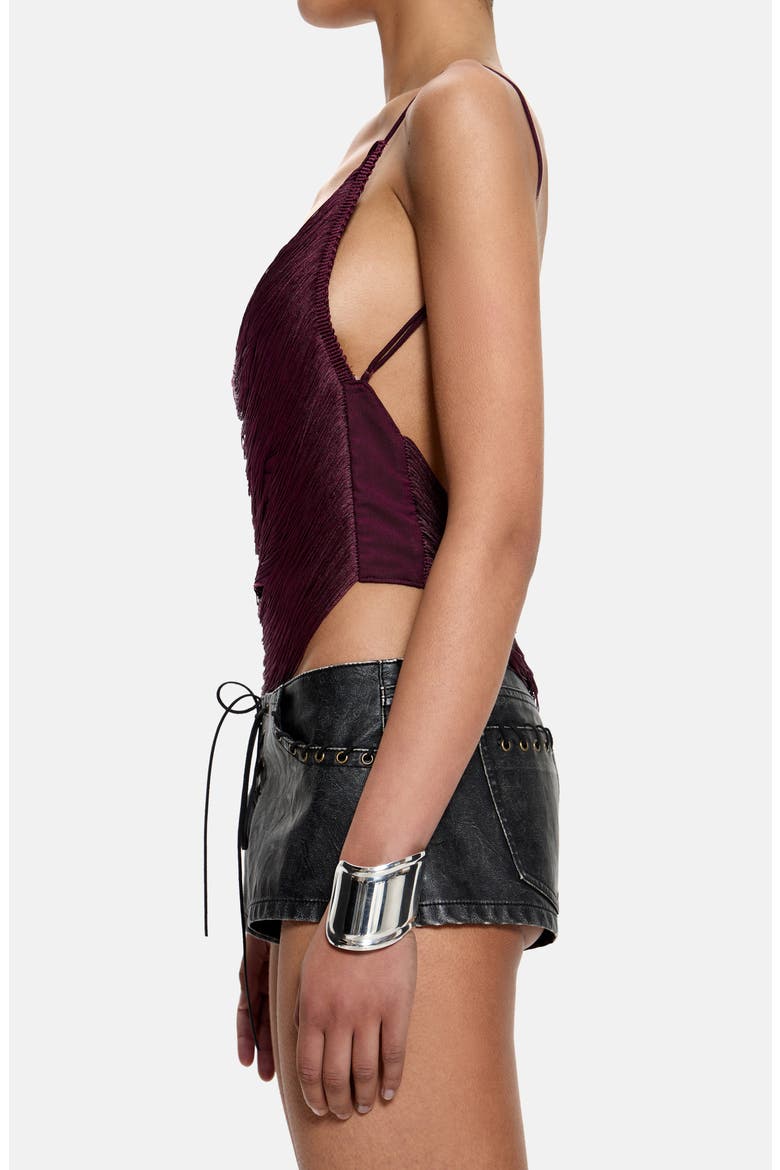 Lavinia Backless Fringe Top, Alternate, color, BURGUNDY