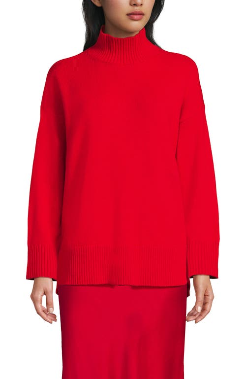 Lands' End Dweller Split Hem Turtleneck Sweater In Red
