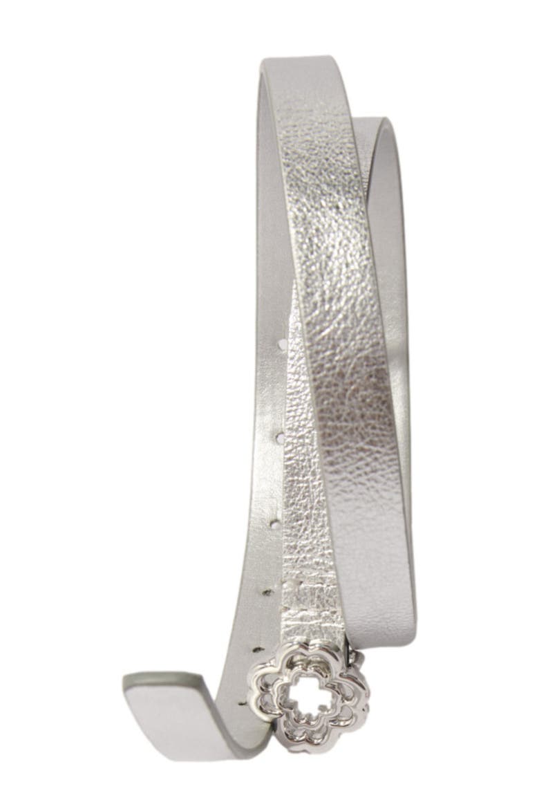 Slim belt with Clover buckle, Alternate, color, Silver