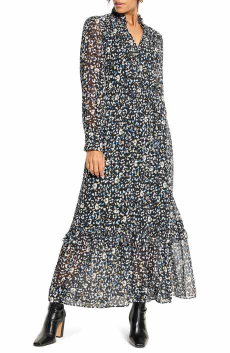 NIC+ZOE Anabelle Cheetah Print Long Sleeve Dress