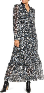 NIC+ZOE Anabelle Cheetah Print Long Sleeve Dress