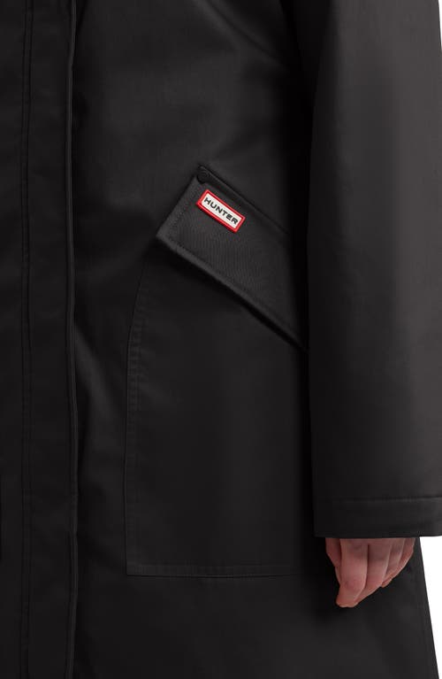 Hunter Jane Canvas Padded Longline Coat In Black