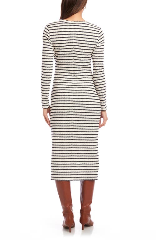 Fifteen Twenty Maddie Side Tie Long Sleeve Cotton Blend Midi Dress In Multi