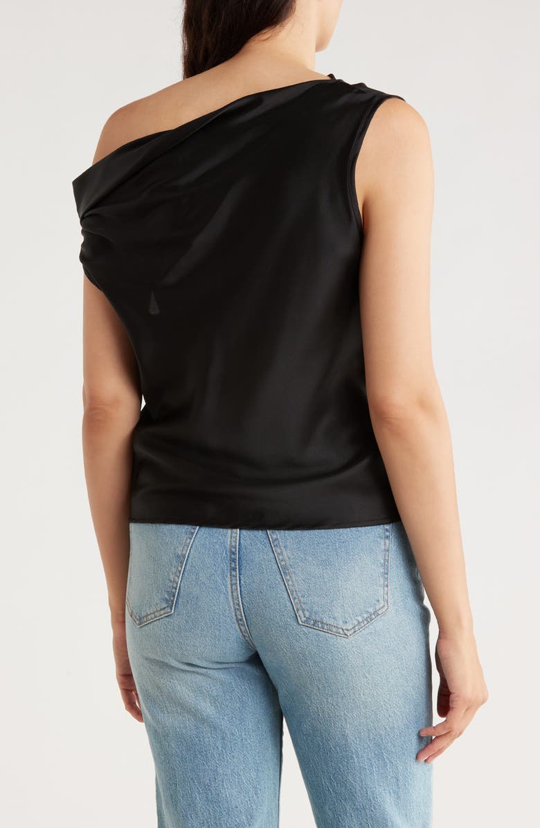 Renee C One-Shoulder Satin Tank, Alternate, color, Black