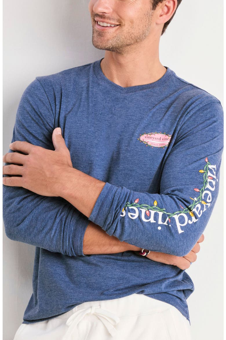 Holiday Board Long Sleeve Graphic T-Shirt, Main, color, PRUSSIAN BLUE HEATHER
