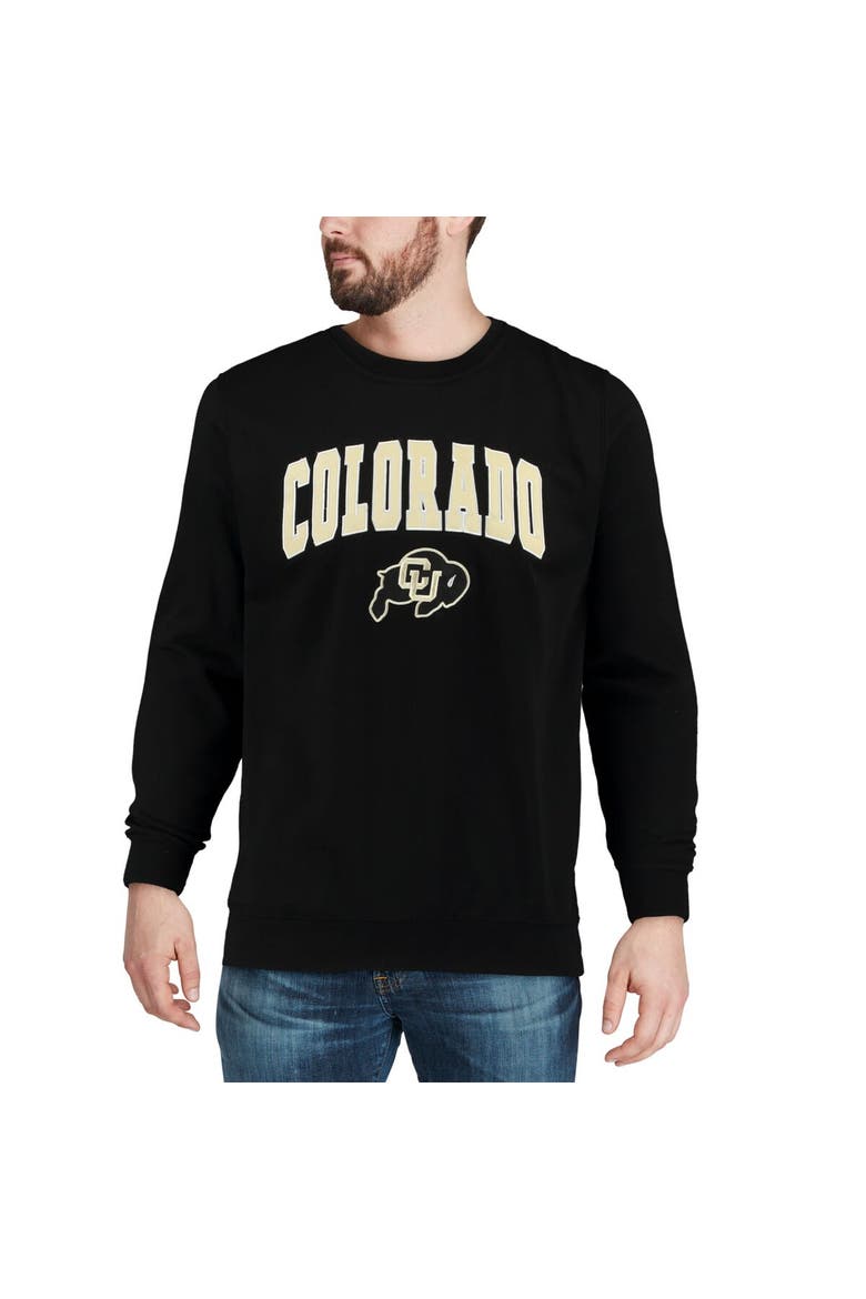 Men's Colosseum Black Colorado Buffaloes Arch & Logo Crew Neck Sweatshirt, Alternate, color, Black