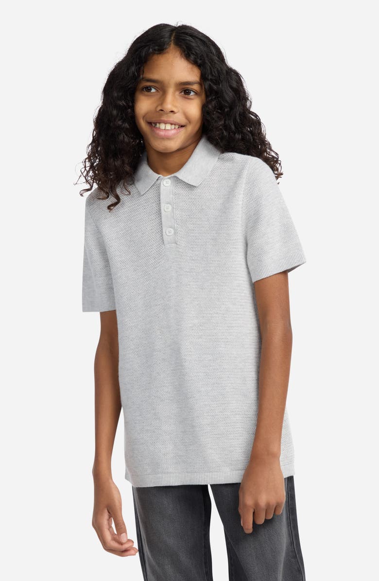 abercrombie kids Kids' Traditional Swolo Polo Sweater, Alternate, color, Anf Light Grey Heather