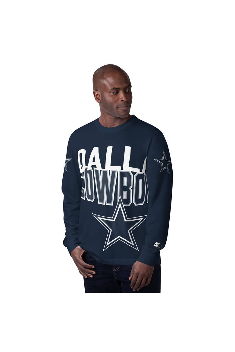 Men's Starter Navy Dallas Cowboys Clutch Hit Long Sleeve T-Shirt, Main, color, Navy