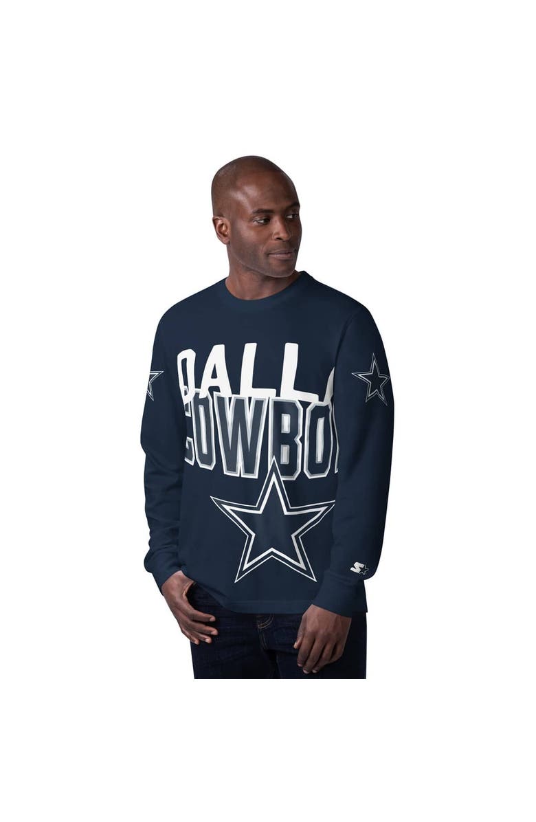 STARTER Men's Starter Navy Dallas Cowboys Clutch Hit Long Sleeve T-Shirt, Main, color, Navy