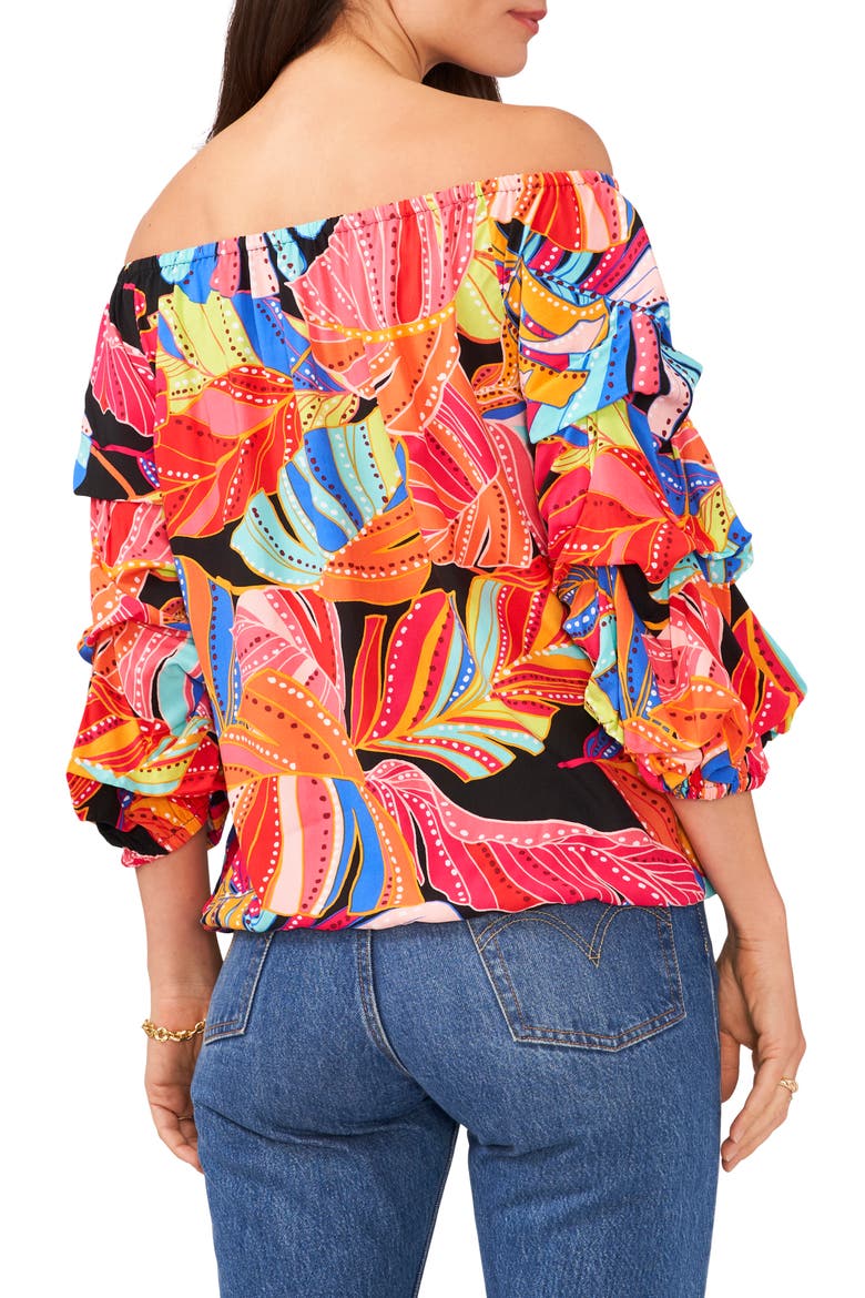 Off the Shoulder Balloon Sleeve Top, Alternate, color, RICH BLACK
