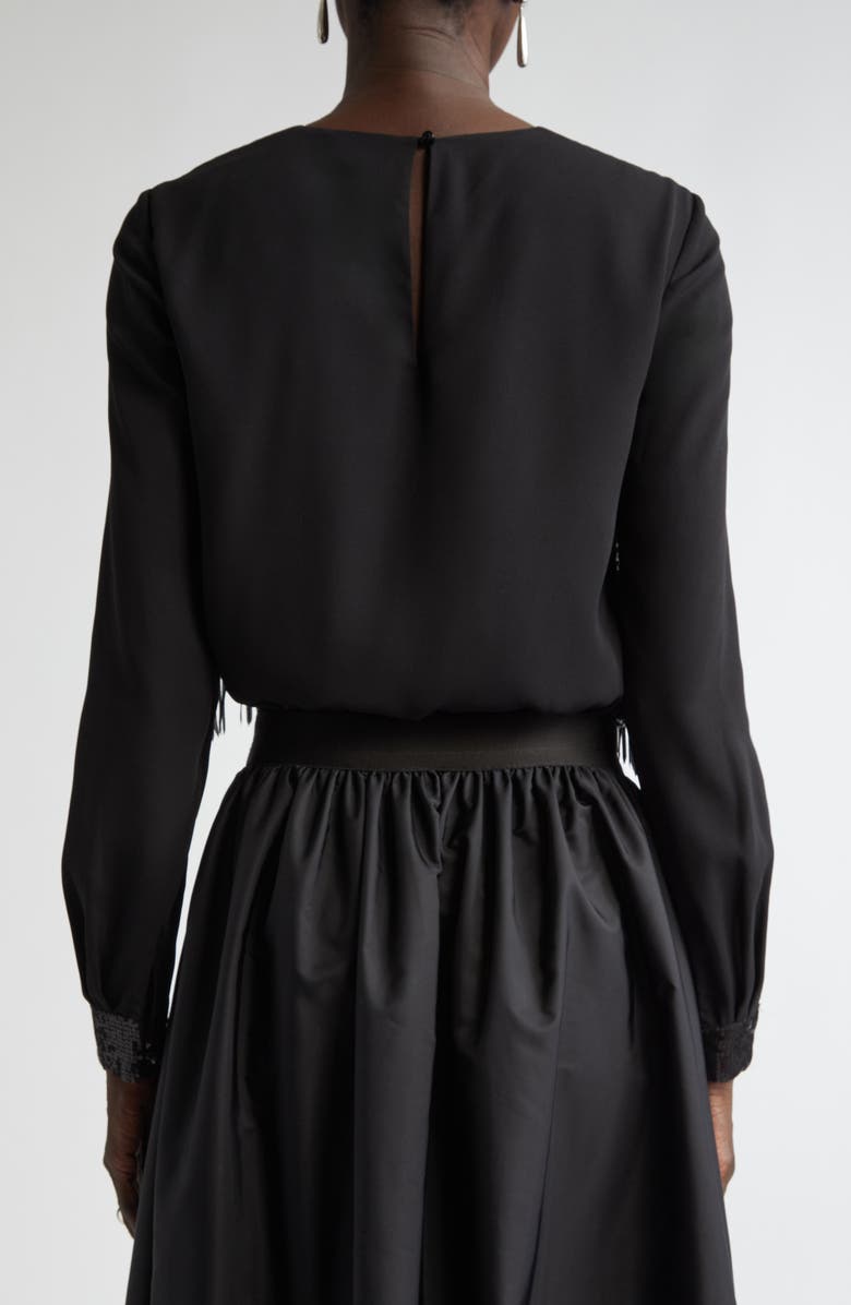 ST. JOHN Fringe & Sequin Top, Alternate, color, Black