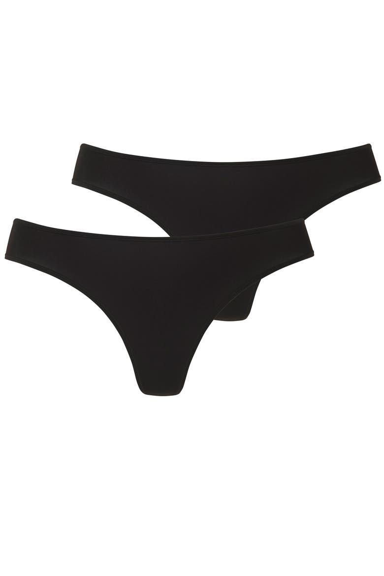 2 Pk Basic Thongs, Alternate, color, Black