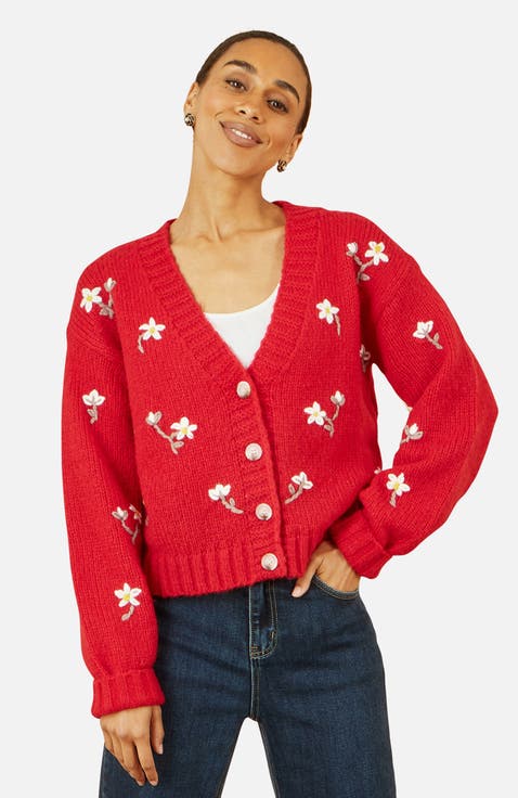Hand Embroidered Chunky Knitted Cardigan