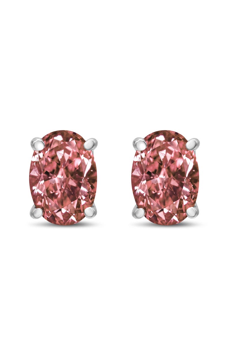 Haus of Brilliance 14K White Gold 1.0 Ct Lab Grown Pink Oval Diamond Solitaire Stud Earrings, Alternate, color, White