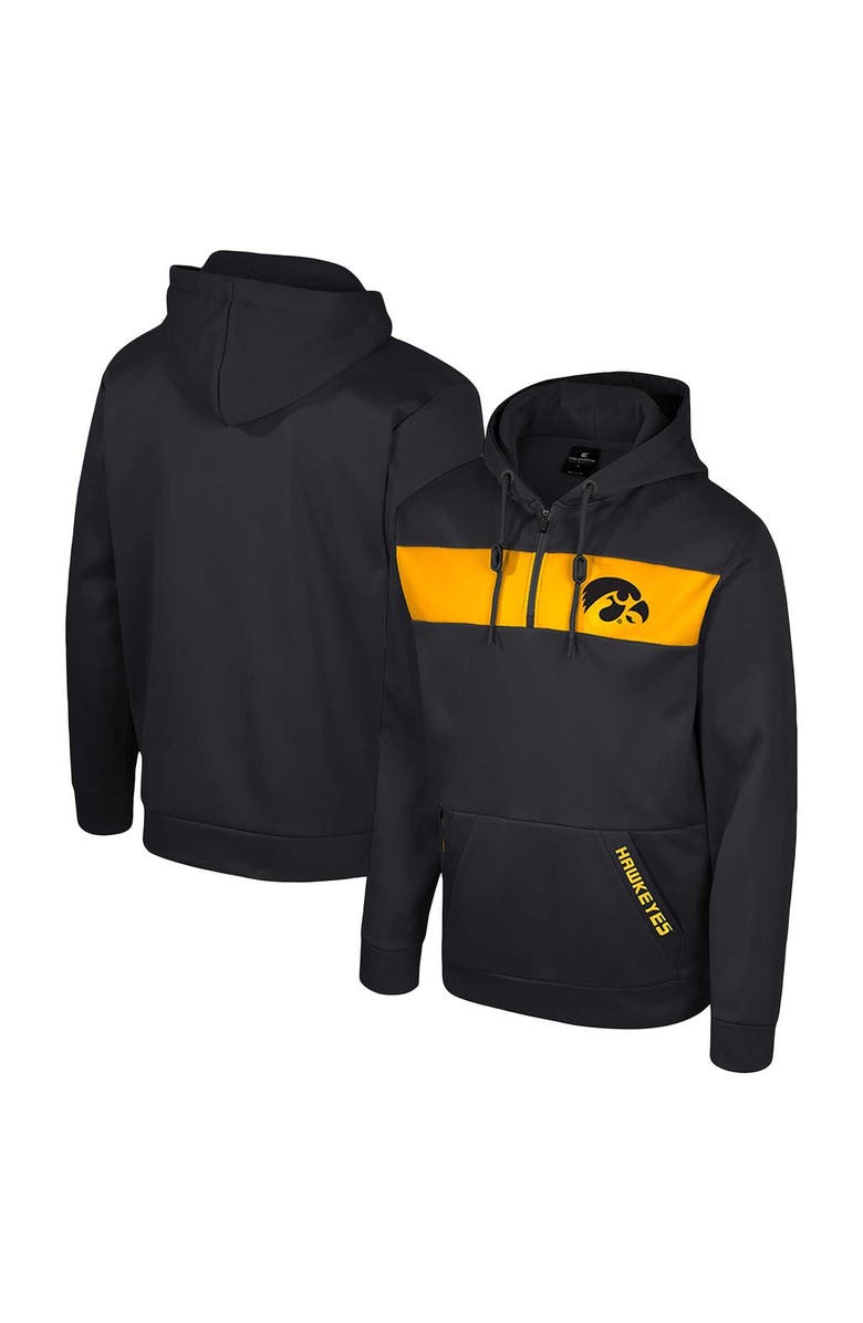 COLOSSEUM Men's Colosseum  Black Iowa Hawkeyes Quarter-Zip Hoodie, Alternate, color, 