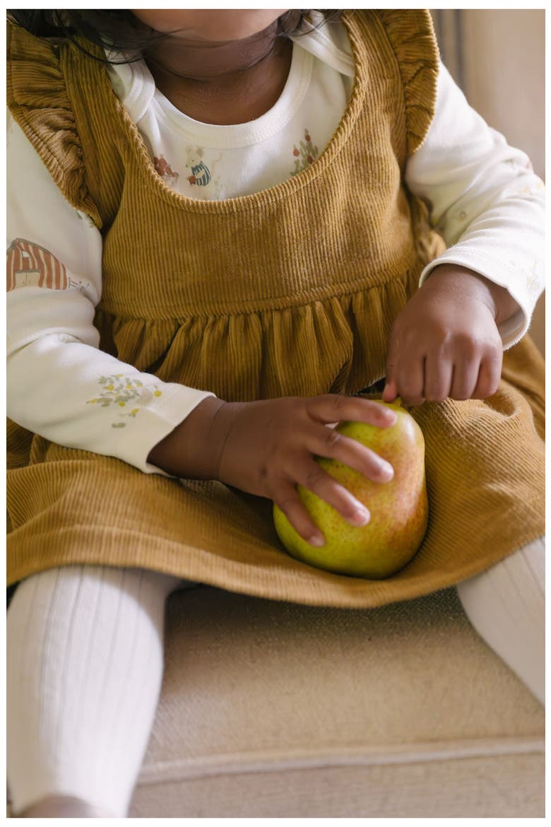Organic Cotton Corduroy Pinafore Dress, Alternate, color, OCHRE