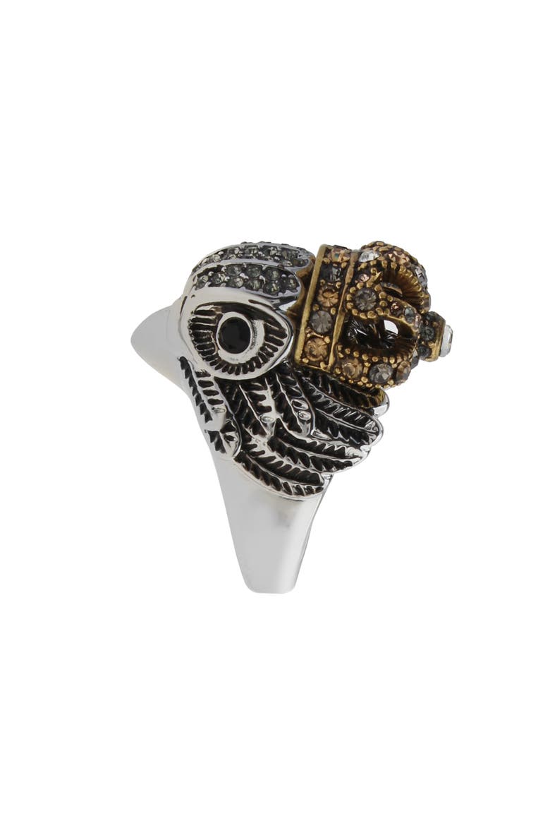 Crowned Eagle Cocktail Ring, Alternate, color, RHODIUM/ CRYSTAL
