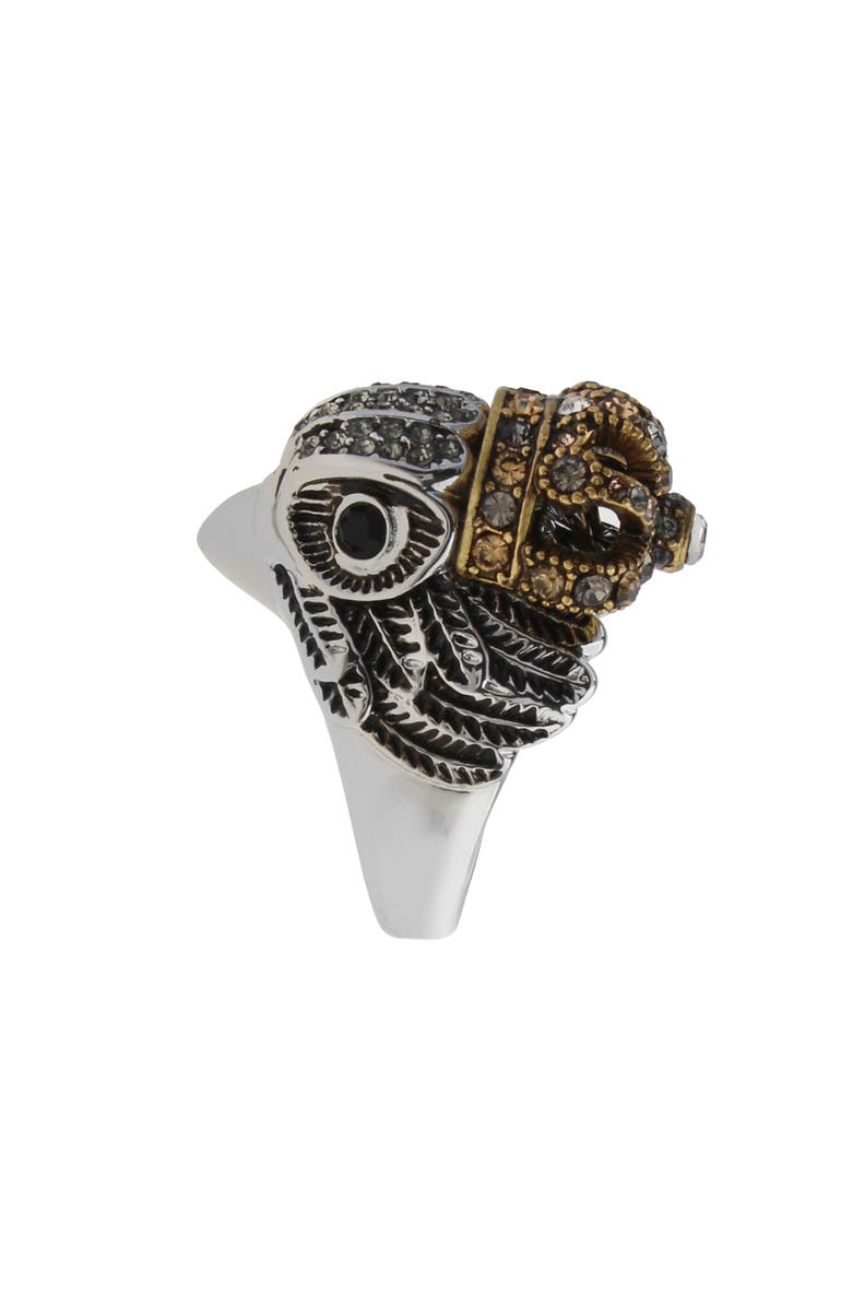 Kurt Geiger London Crowned Eagle Cocktail Ring, Alternate, color, Rhodium/ Crystal