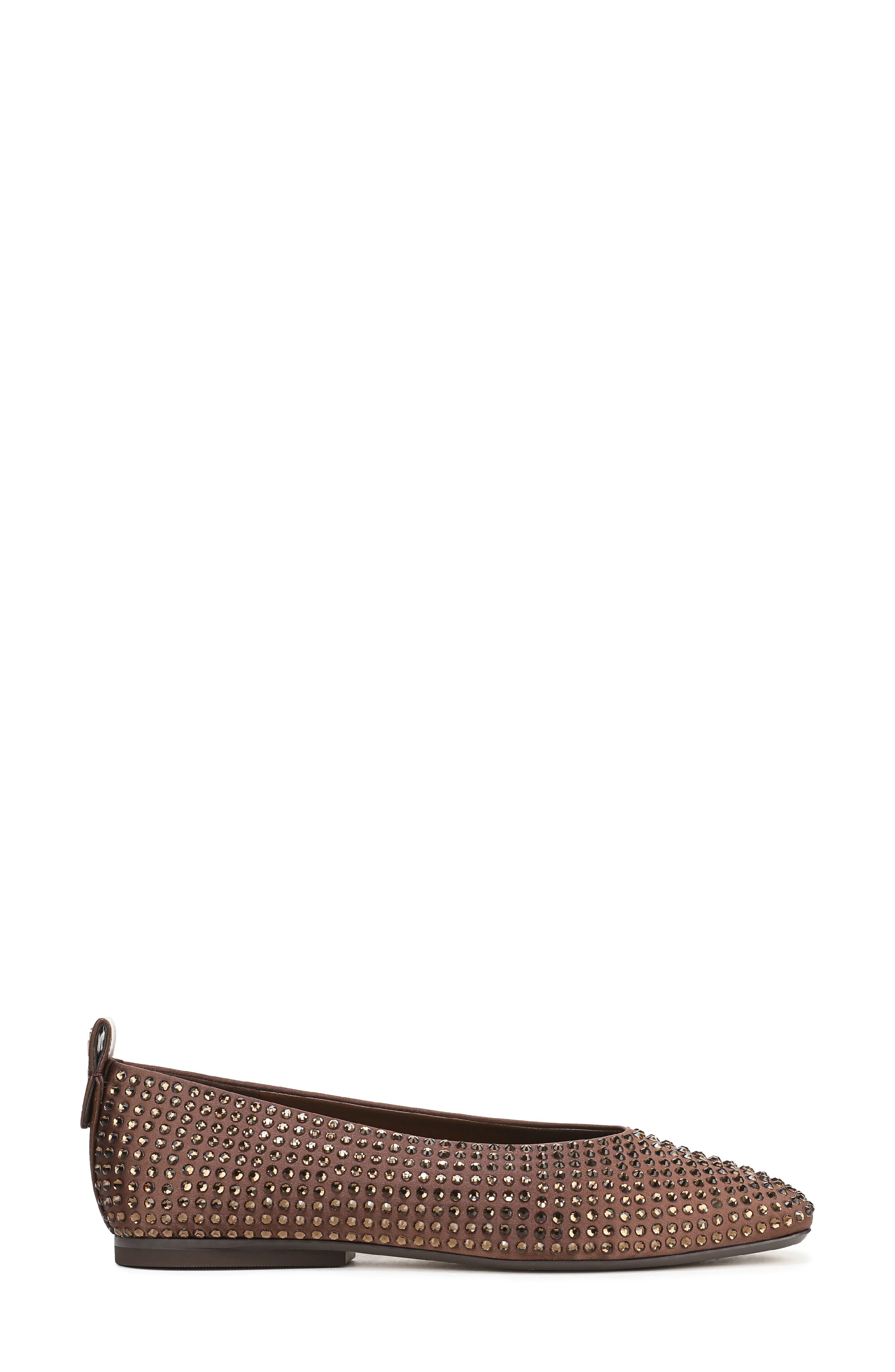 Carla Sparkle Embellished Flat, Alternate, color, COCOA