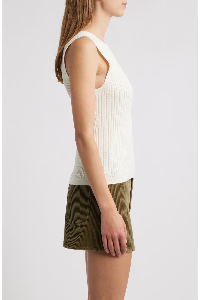 The Fine Cable Sleeveless Sweater, Alternate, color, CREAM