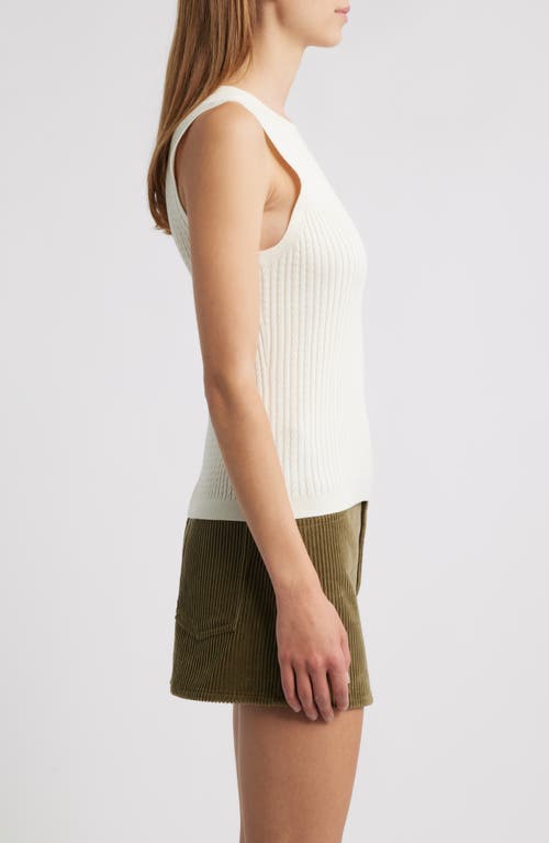 Frame The Fine Cable Sleeveless Sweater In White
