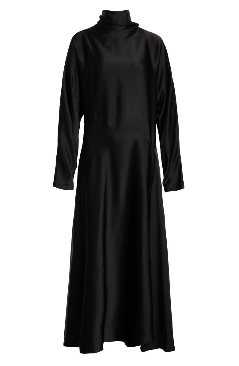 Alaïa Asymmetric Long Sleeve Fluid Midi Dress, Alternate, color, 