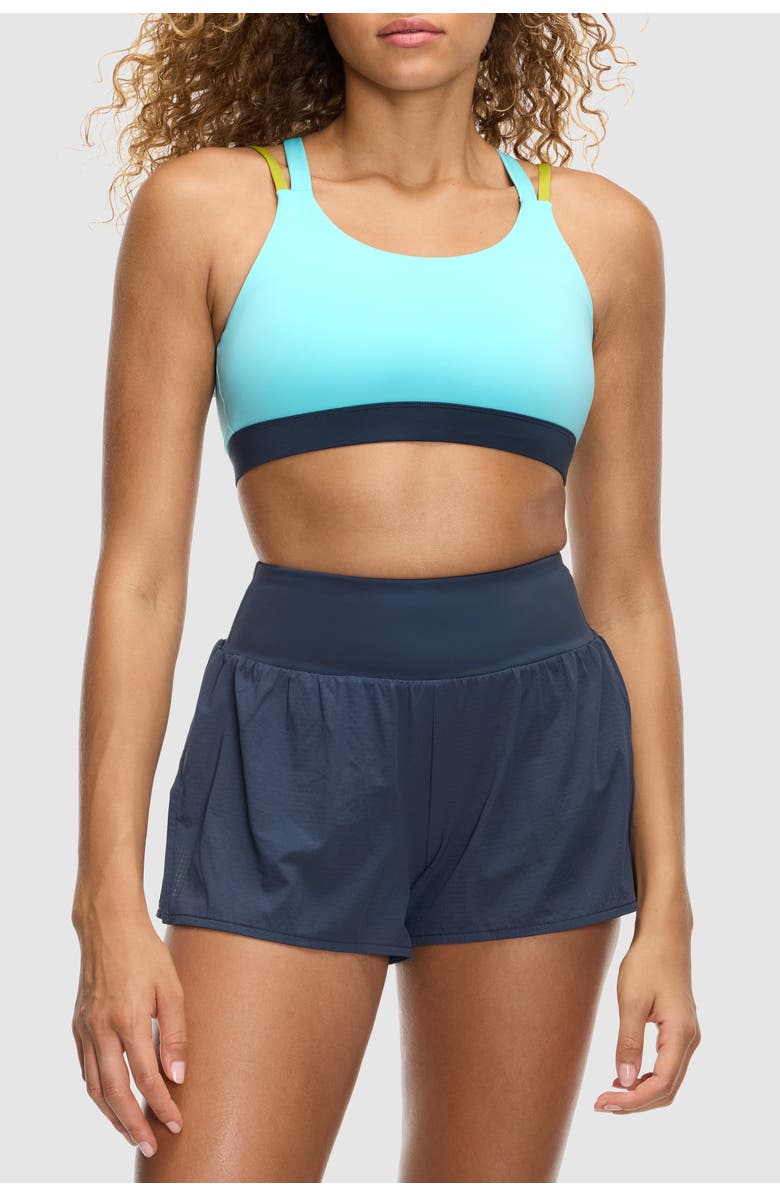 Peloton Endurance Light Strappy Fashion Bra, Alternate, color, Aqua Sky