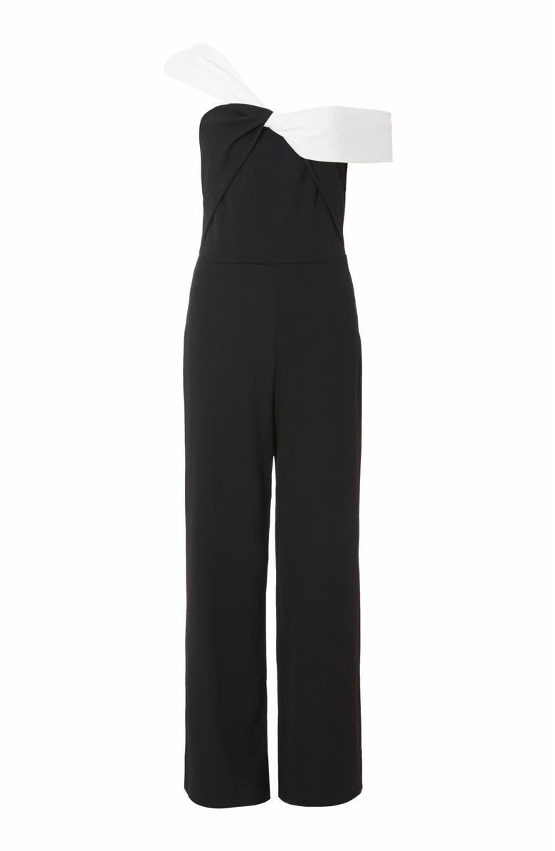 QUIZ Scuba Crepe Contrast Bardot Jumpsuit, Alternate, color, 
