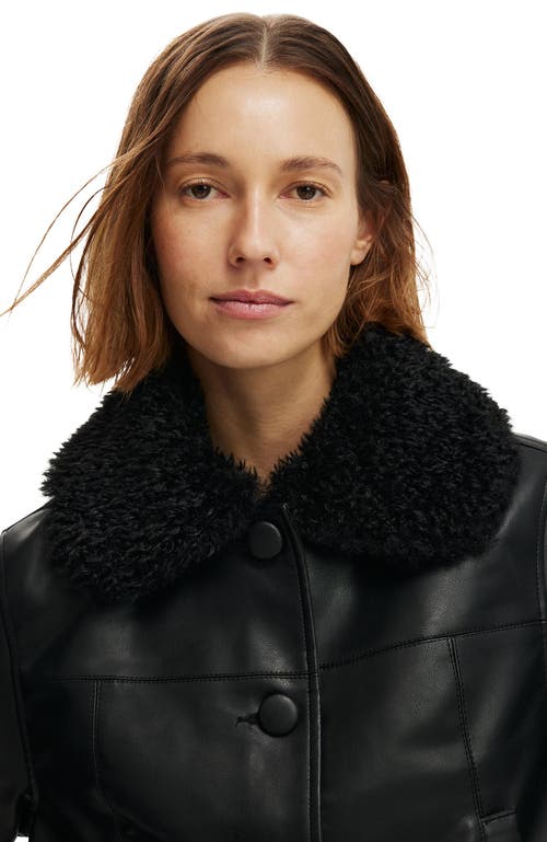 Cotton On Peggy Faux Fur Trim Jacket In Black