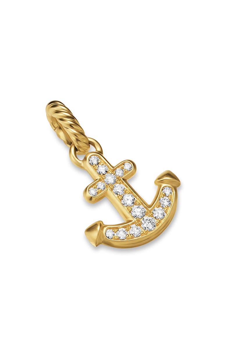 David Yurman Anchor Amulet in 18K Gold with Diamonds, 14.5mm, Main, color, Gold