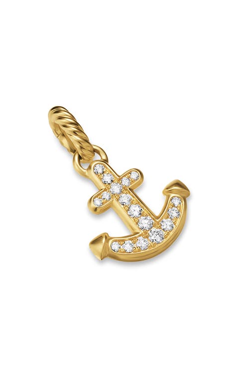 Anchor Amulet in 18K Gold with Diamonds, 14.5mm