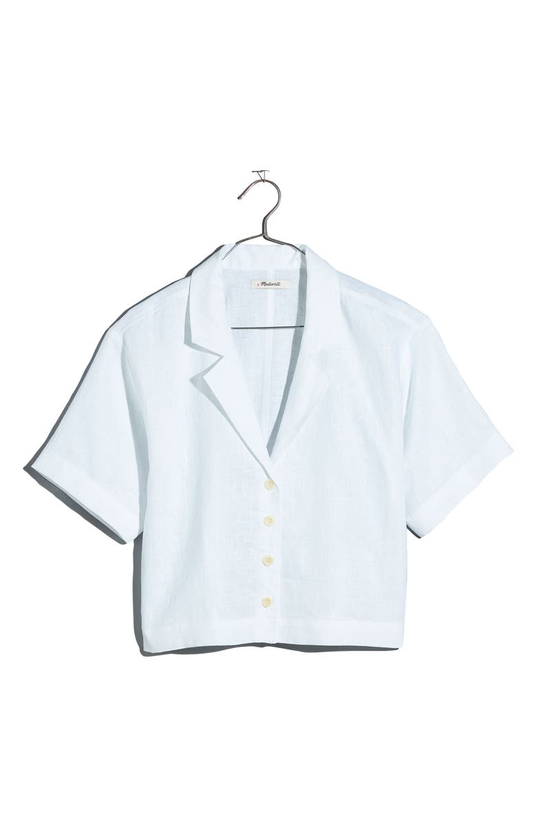 Madewell Resort Linen Crop Shirt, Main, color, 
