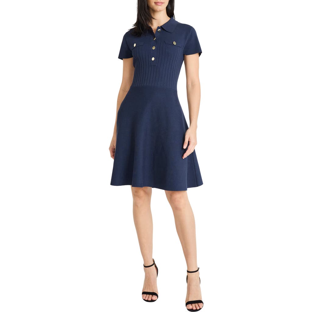 Maggy London Fit & Flare Sweater Minidress In Blue