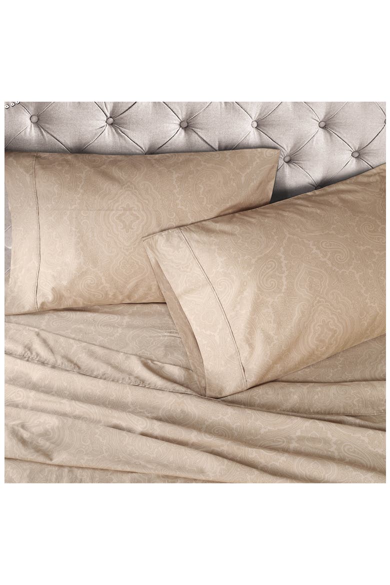 Paisley 600 Thread Count Sateen Sheet Set, Alternate, color, SAND
