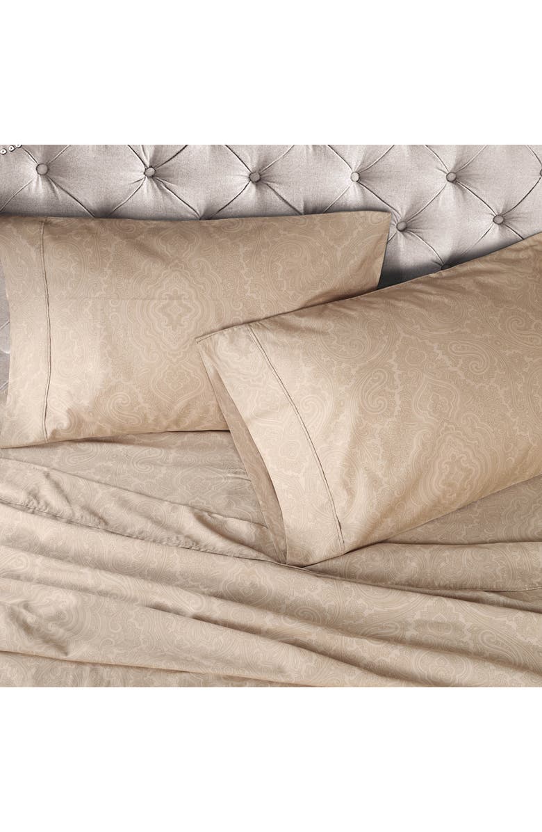 Superior Paisley 600 Thread Count Sateen Sheet Set, Alternate, color, Sand