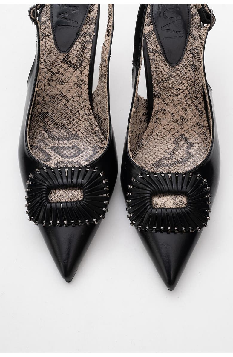 Prologue Shoes Spera Buckled Pointed Toe Pump, Alternate, color, Black Pattern