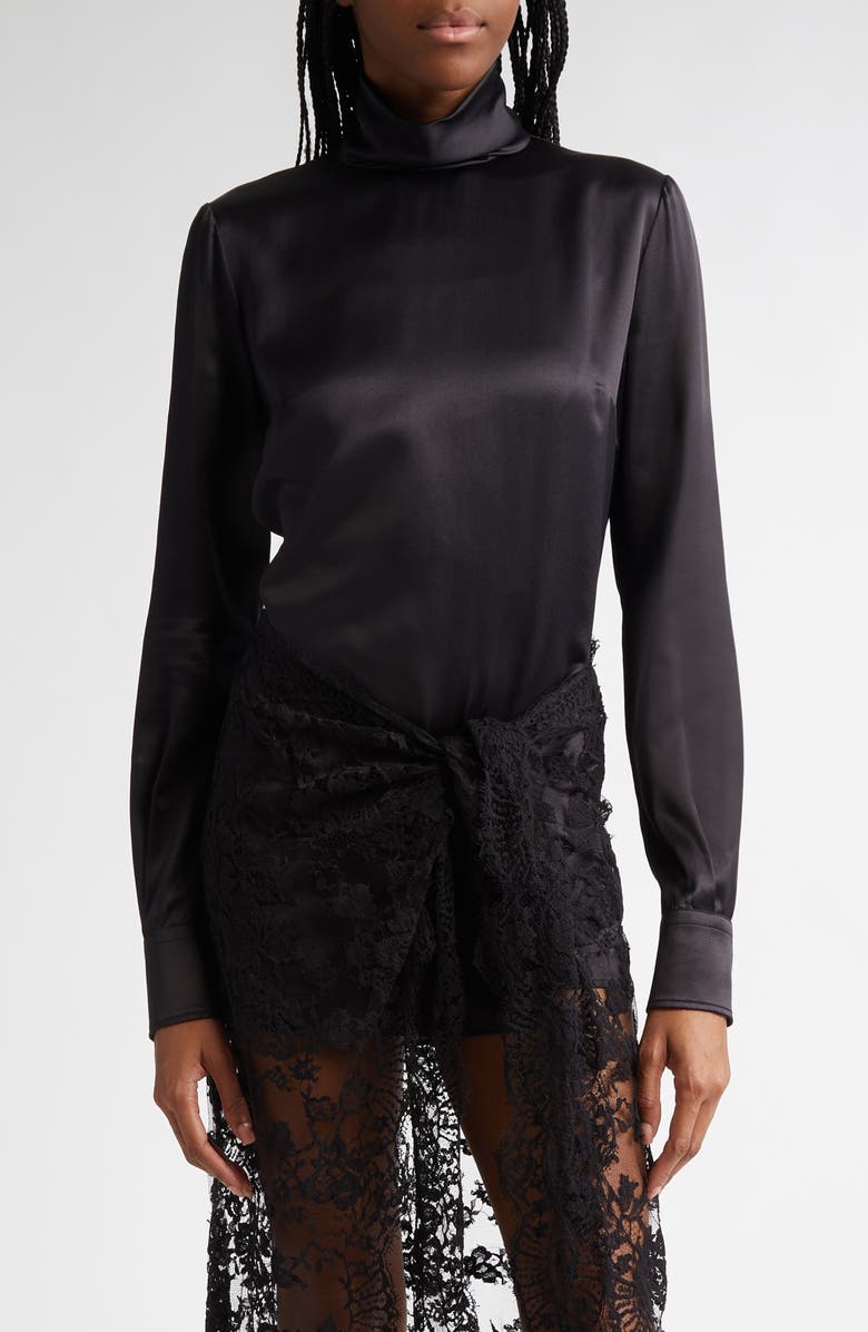 Dolce&Gabbana Silk Turtleneck Top, Main, color, 
