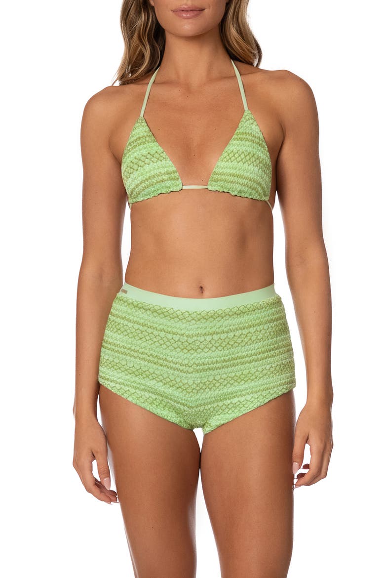 Green Symphony Caryn High Waist Swim Shorts, Alternate, color, LT/ PASTEL GREEN