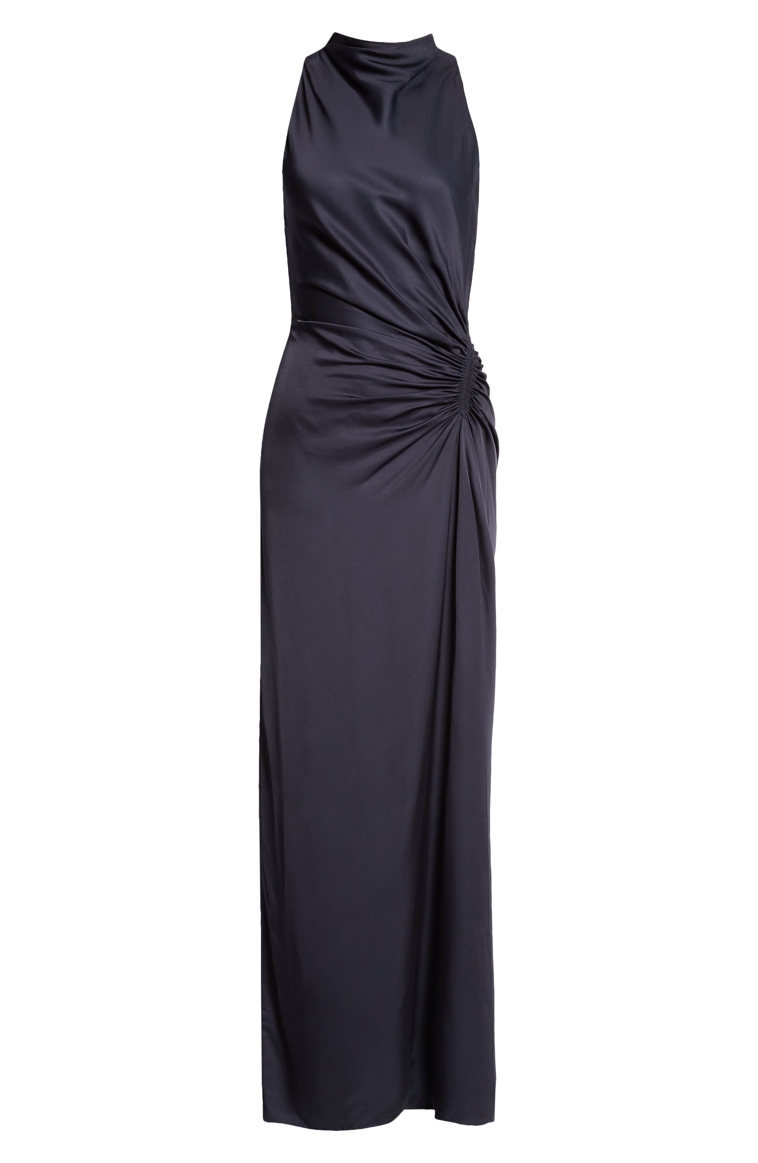 inez satin midi dress inez neck drawstring satin midi dress