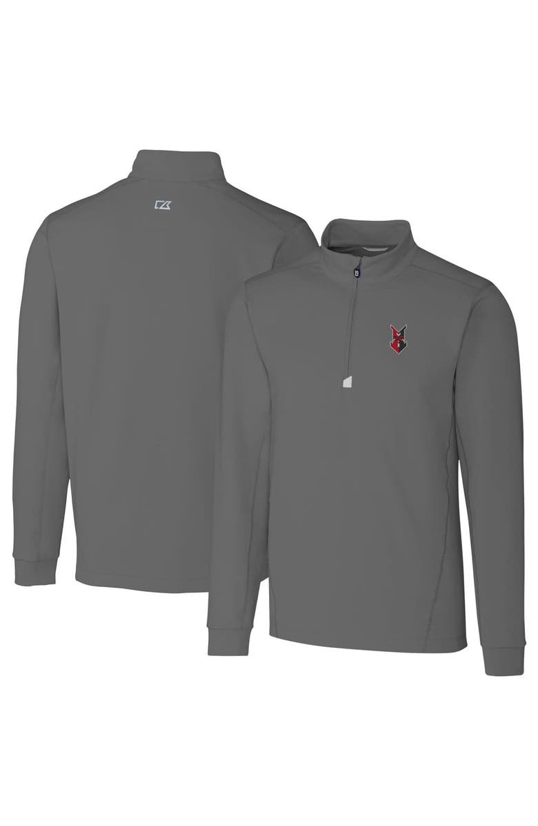 Cutter & Buck Men's Cutter & Buck Gray Indianapolis Indians Traverse Stretch Quarter-Zip Pullover Top, Main, color, 