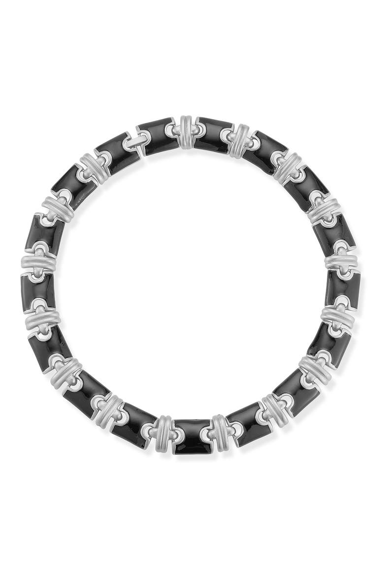 Enamel Link Collar Necklace, Main, color, SILVER