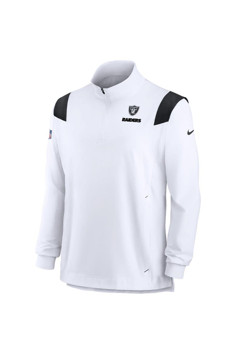 Men's Nike White Las Vegas Raiders Sideline Coach Chevron Lockup Quarter-Zip Long Sleeve Top, Alternate, color, White