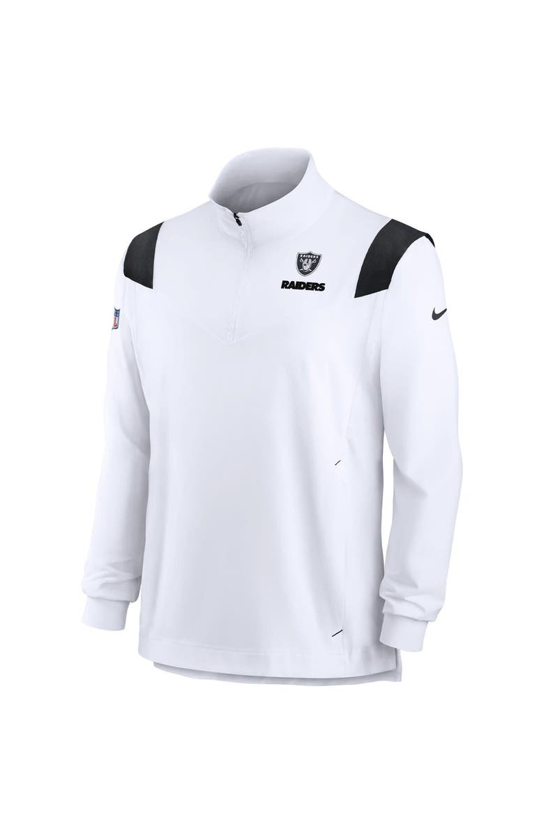 Nike Men's Nike White Las Vegas Raiders Sideline Coach Chevron Lockup Quarter-Zip Long Sleeve Top, Alternate, color, White