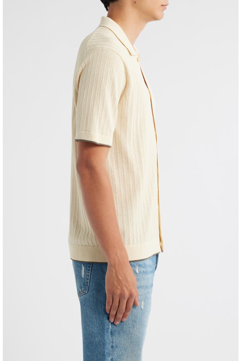 Nalo 6561 Short Sleeve Knit Cotton Button-Up Shirt, Alternate, color, IVORY