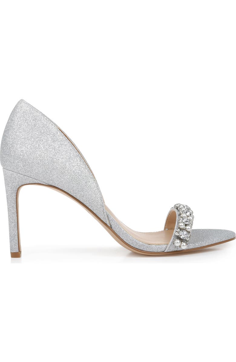 Jewel Badgley Mischka Dayana Embellished Glitter Sandal, Alternate, color, Silver Gli