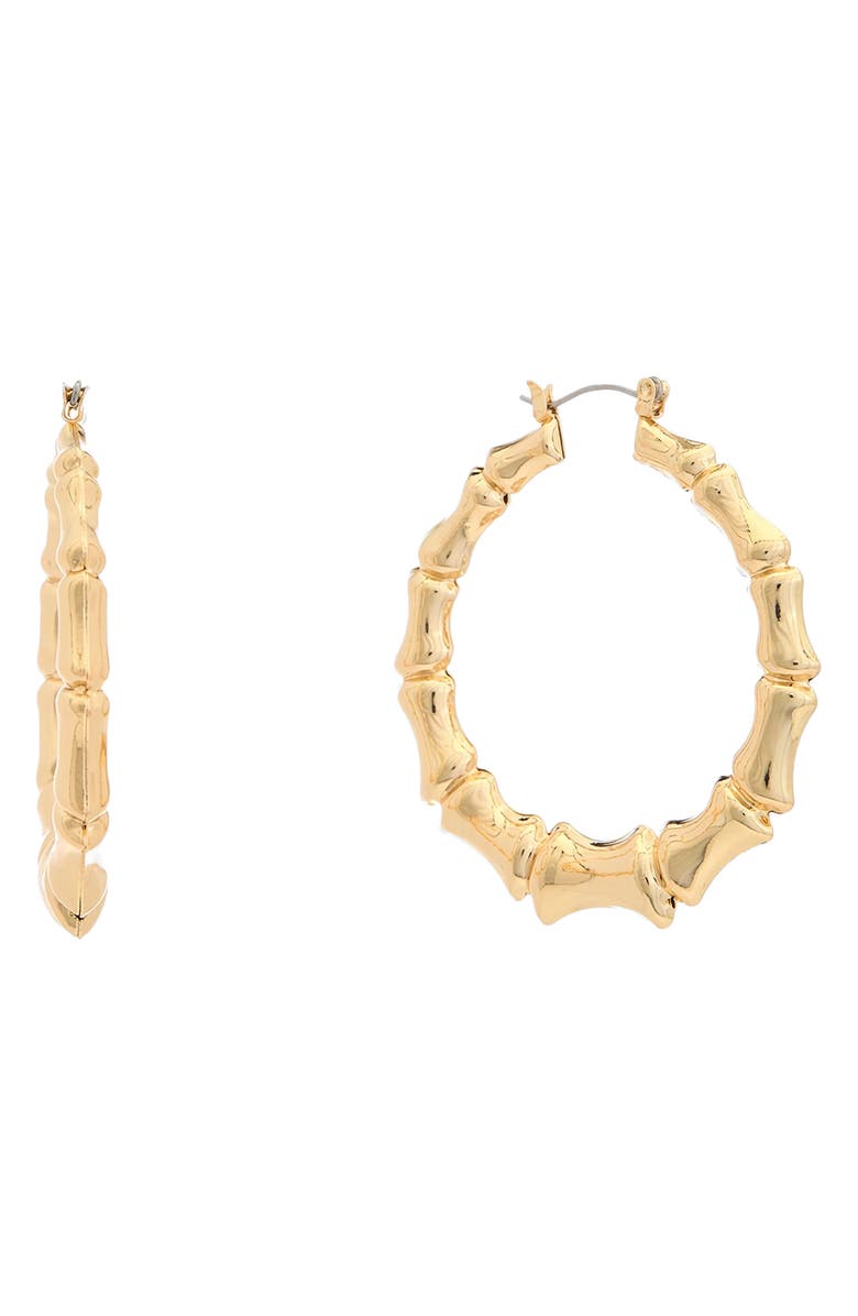 Juvell Bamboo Textured Hoop Earrings, Main, color, Yellow