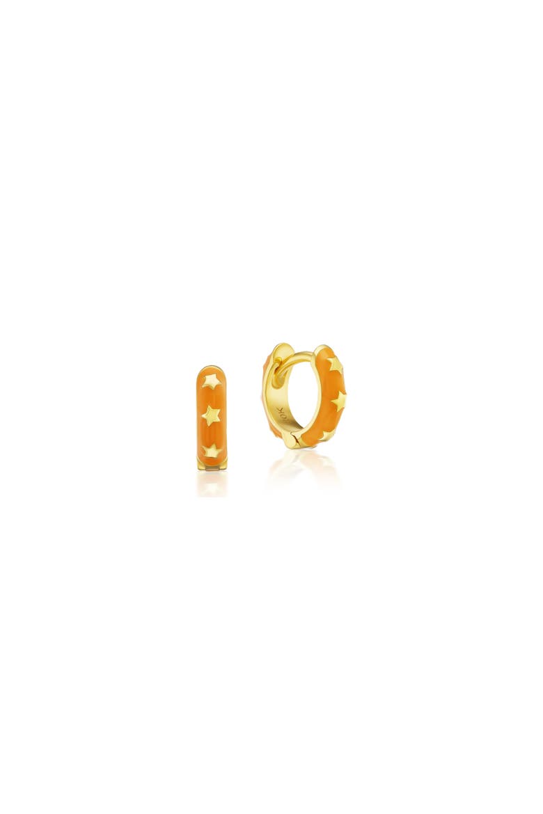 Enameled Star Huggie Hoops, Main, color, Cementine
